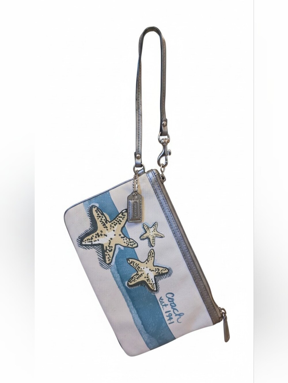 Coach Blue Starfish Print Wristlet